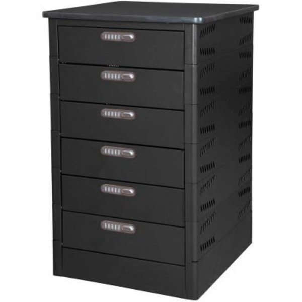 Datum TekStak Laptop Storage Locker W/ Laminate Top, 6 Bays, Electronic Lock, Black, Datum Filing Systems, Mfr#: TEKS6-C-LT-T25-L1595-60